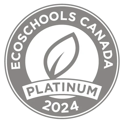 EcoSchools Canada Platinum 2024 certification badge with a leaf symbol