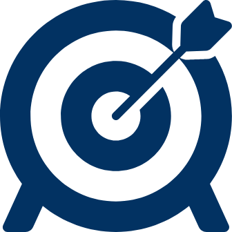Blue target with an arrow hitting the bullseye