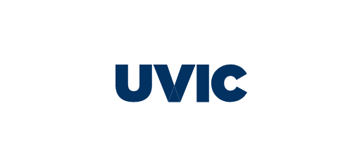 UVic logo in blue on a black background