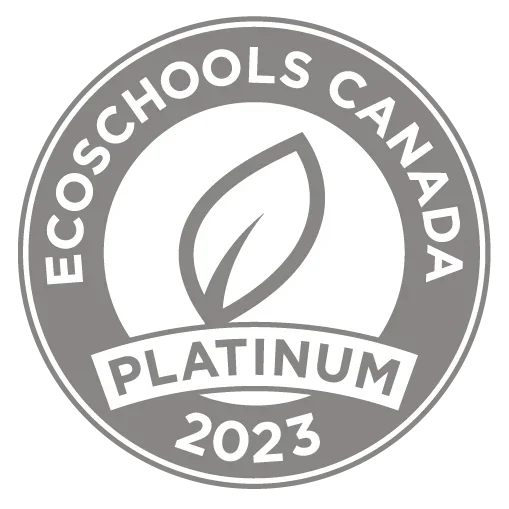 EcoSchools Canada Platinum 2023 badge with a leaf symbol