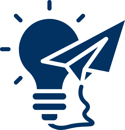 Blue light bulb with an origami paper airplane symbolizing innovative ideas