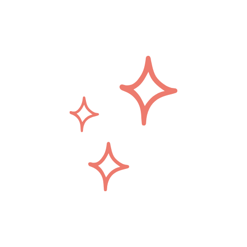 Three pink sparkles or stars on a black background.