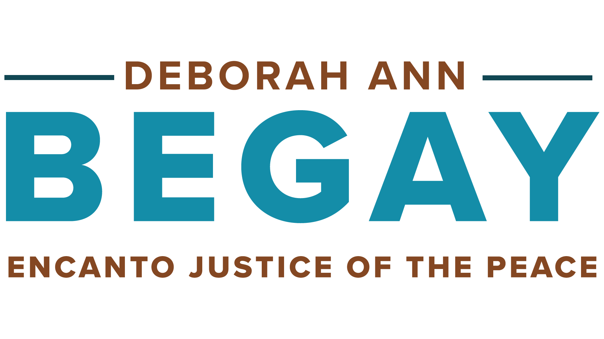 Logo for Deborah Ann Begay with the tagline in English and Spanish, promoting justice and peace in Enchanto.