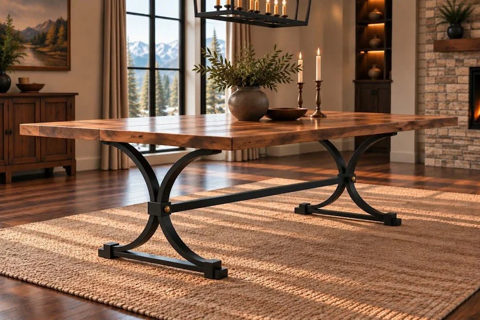 Large dining table with red oak top