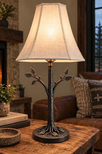 Hand-forged tree lamp