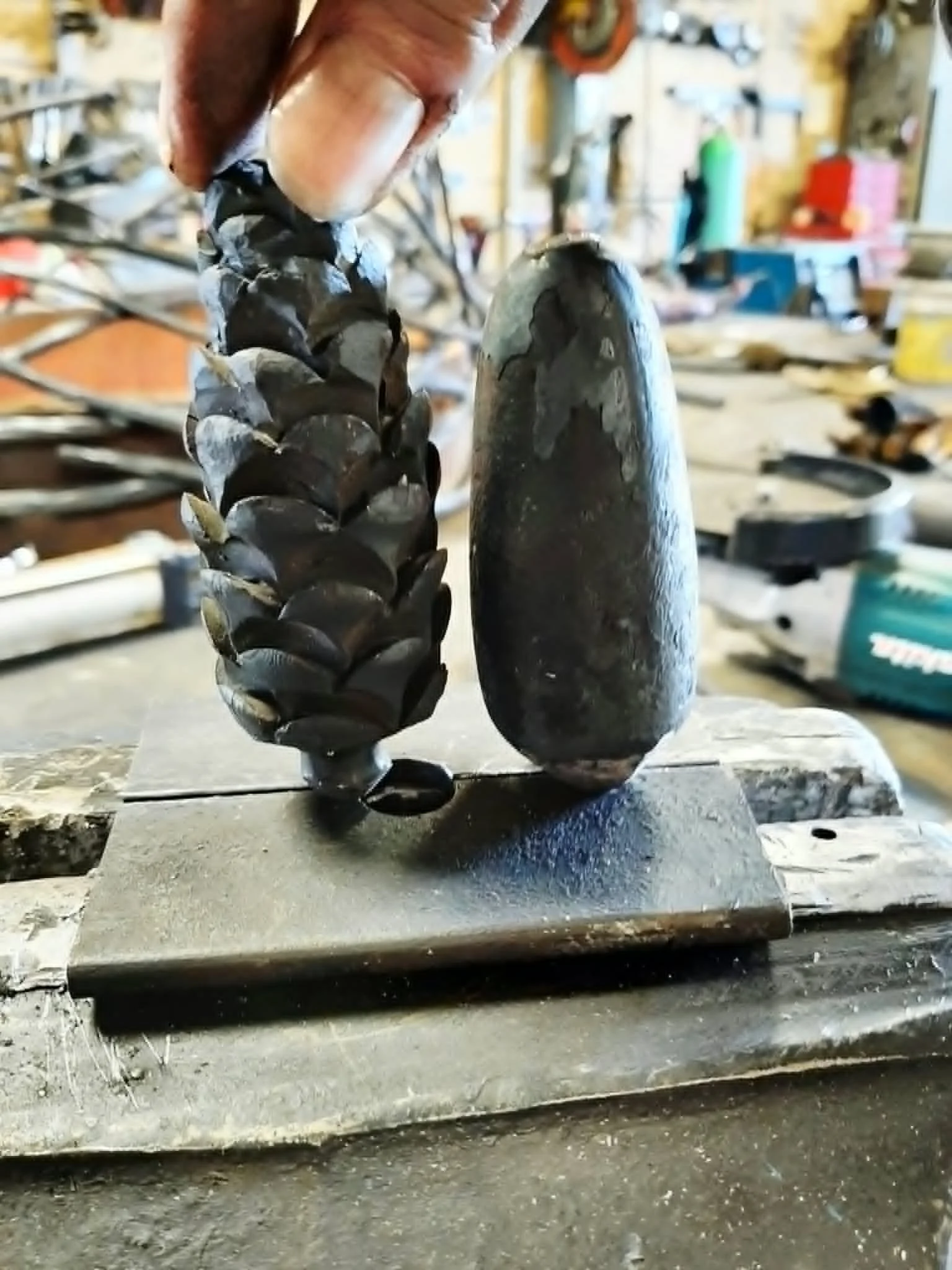 Hand-forged pine cones
