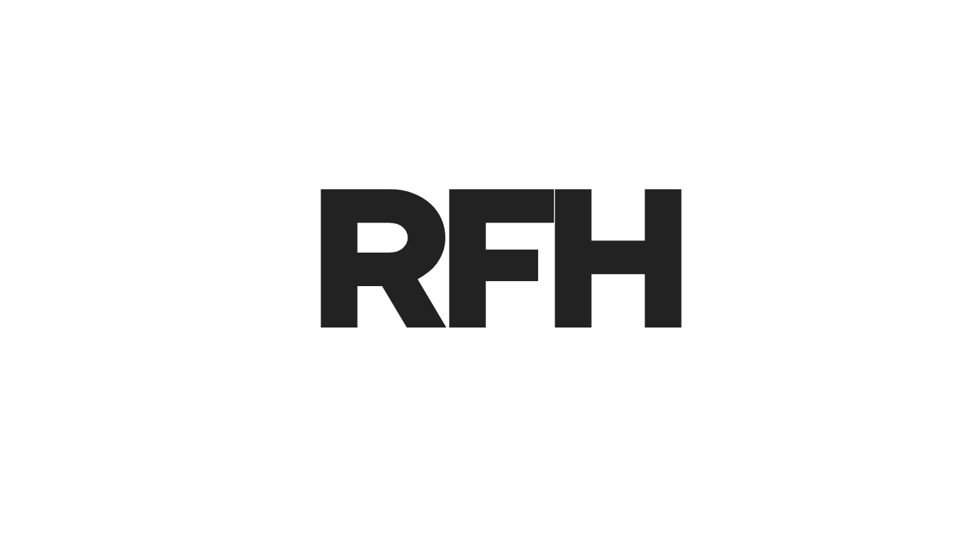 Black background with the text 'RFH' in large gray letters at the center.