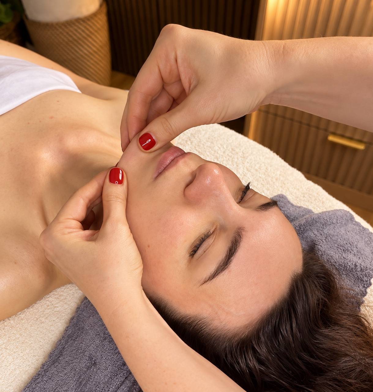 Customized Facial Massage at WavEmbrace Beauty Studio, blending sculpting and tension-release techniques for personalized facial care