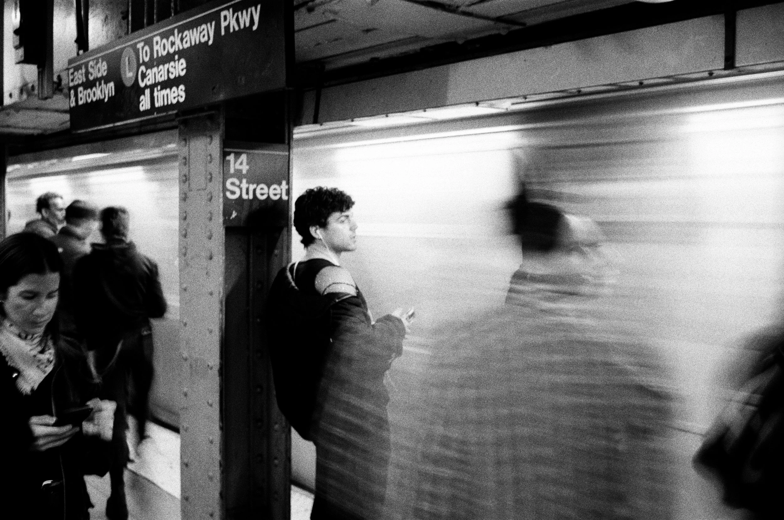 Featured by the MTA for 2026 World Photography Day. 
L Train Platform - Shot on: Ilford HP5 Plus 