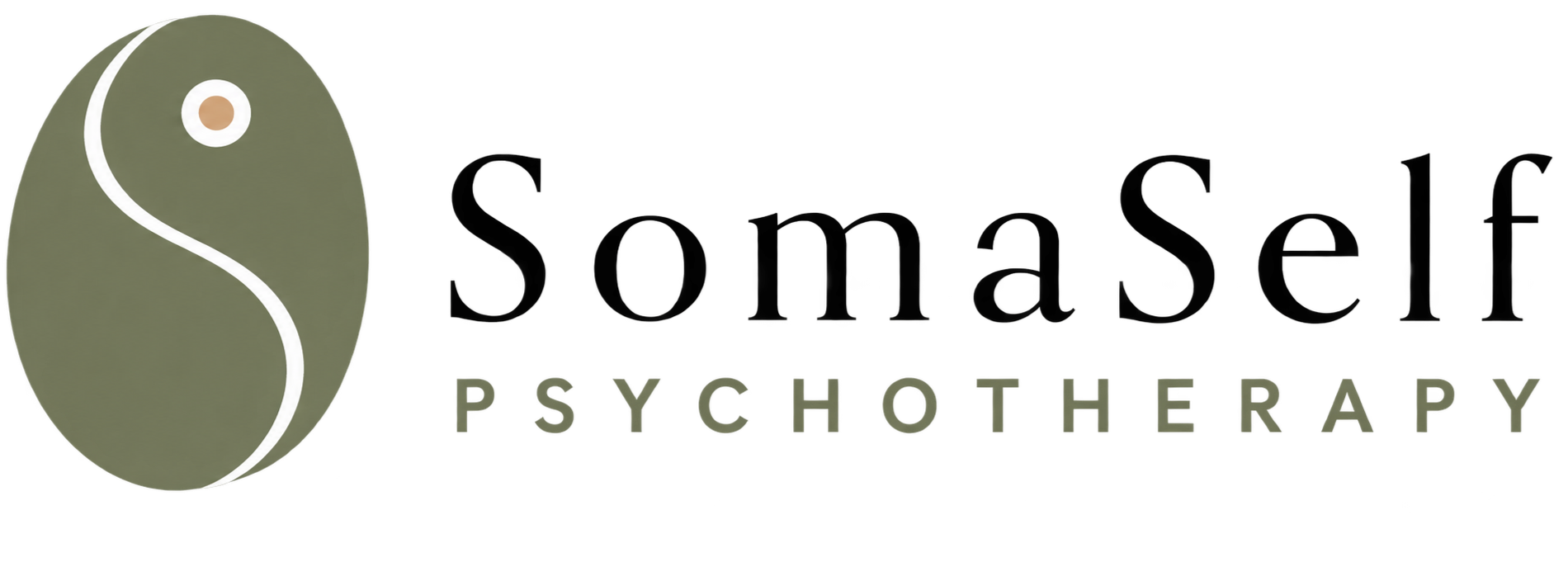 Logo of Light & Shadow Psychotherapy featuring an abstract green oval with a white curving line and a small circle, accompanied by the text 'Light & Shadow' in a stylized font and 'Psychotherapy' underneath.