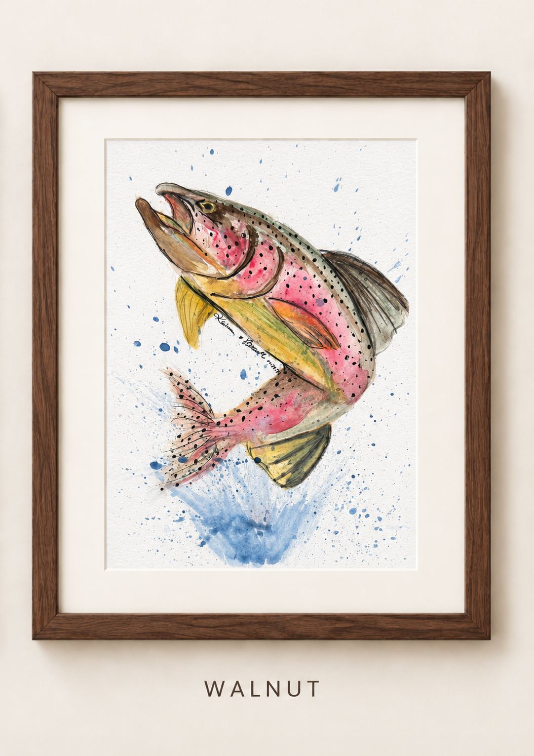 Trout artwork in a walnut frame-2.png