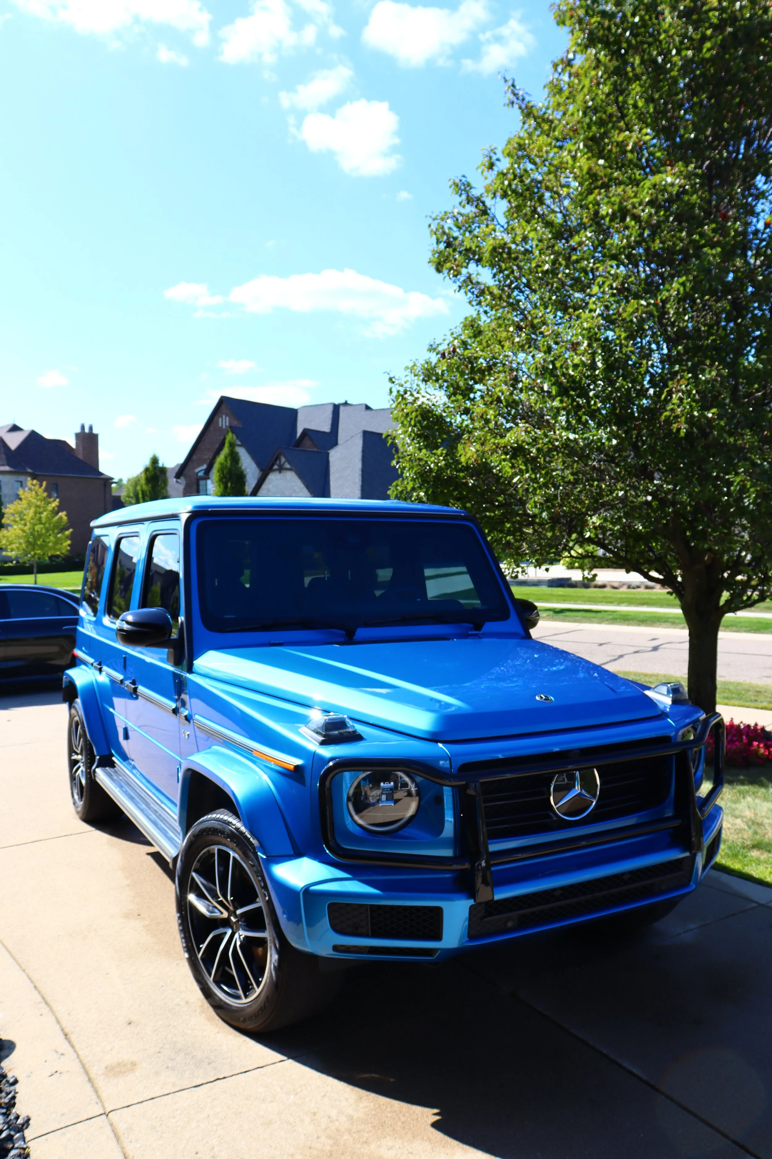 Blue Mercedes-AMG G Wagon received an exterior wash 