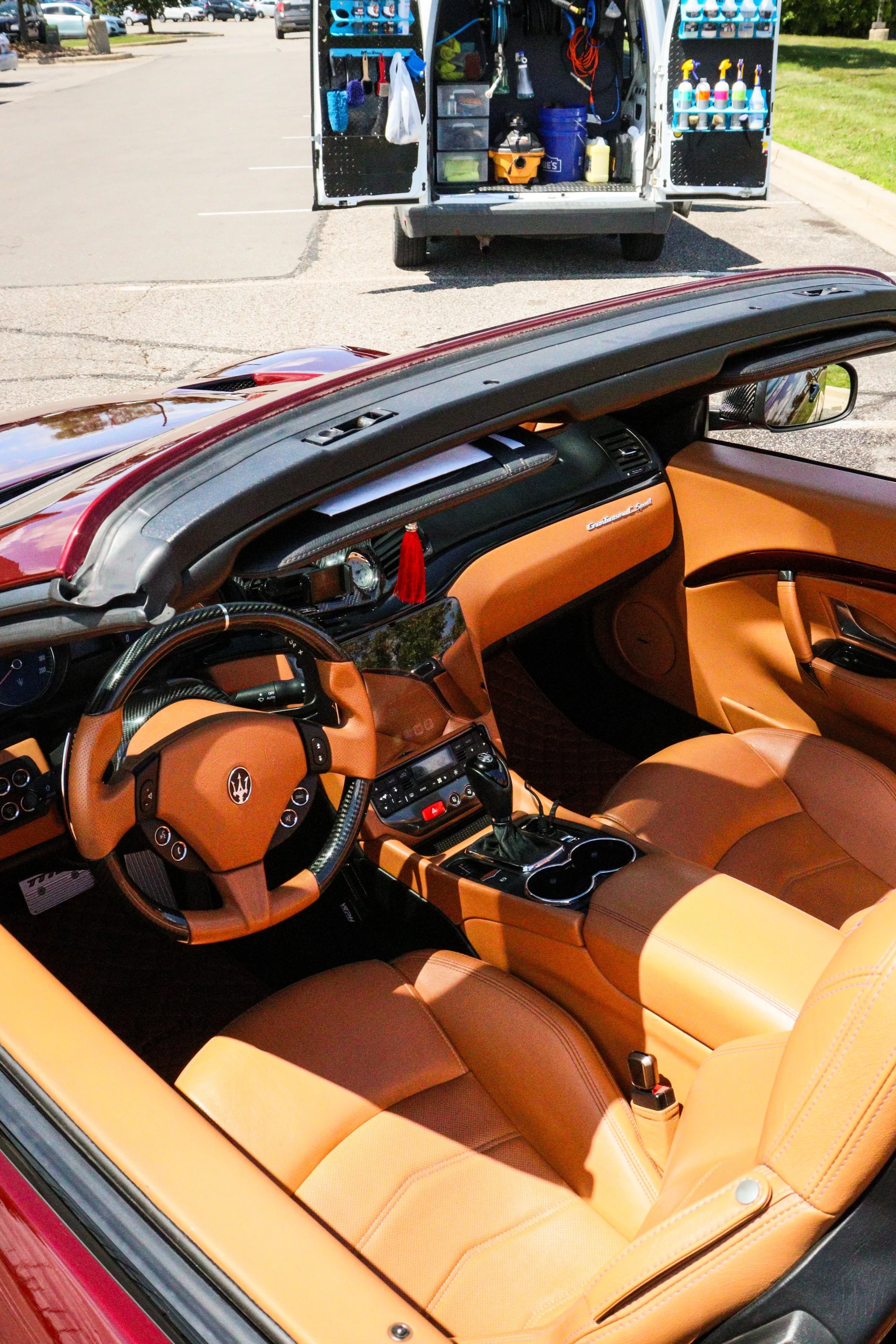 Interior of a Maserati GranTurismo after a full interior detail