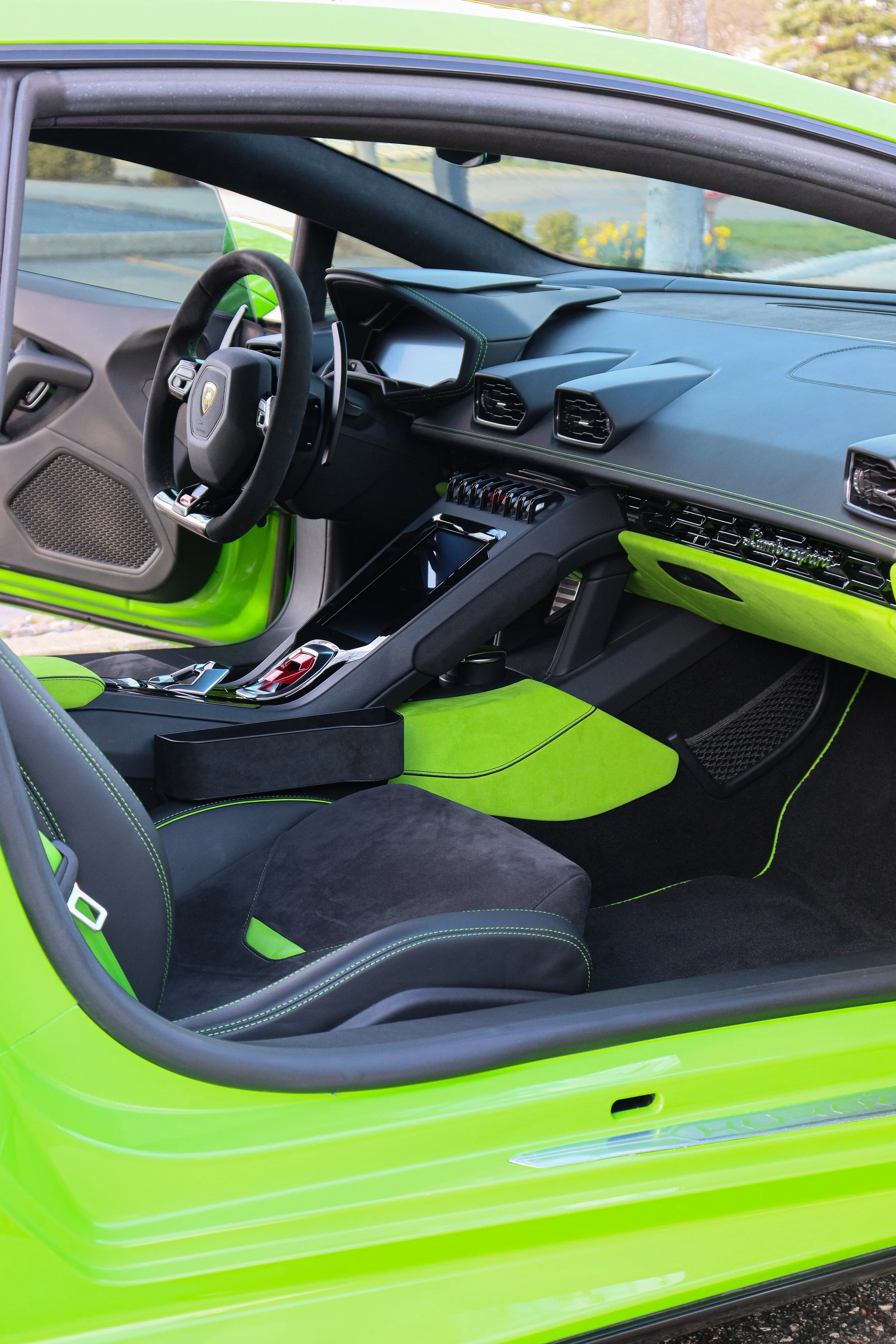 Interior of a Lamborghini after an interior detail in Lansing, MI