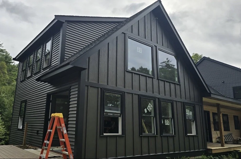 Brown house with stairs for construction