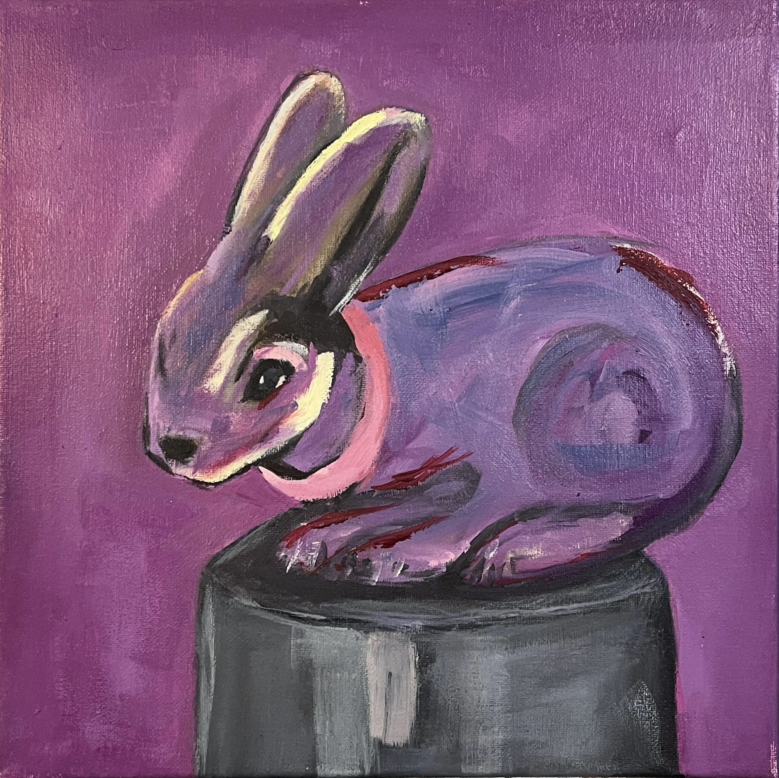 Still Life Bunny Purple, Oil on Canvas, 12" X 12"