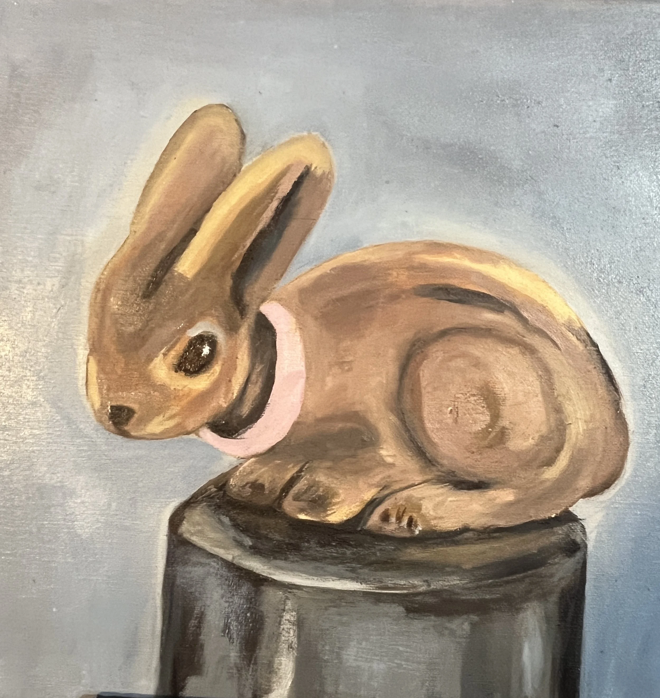Still Life Bunny, Oil on Canvas, 12" X 12"
