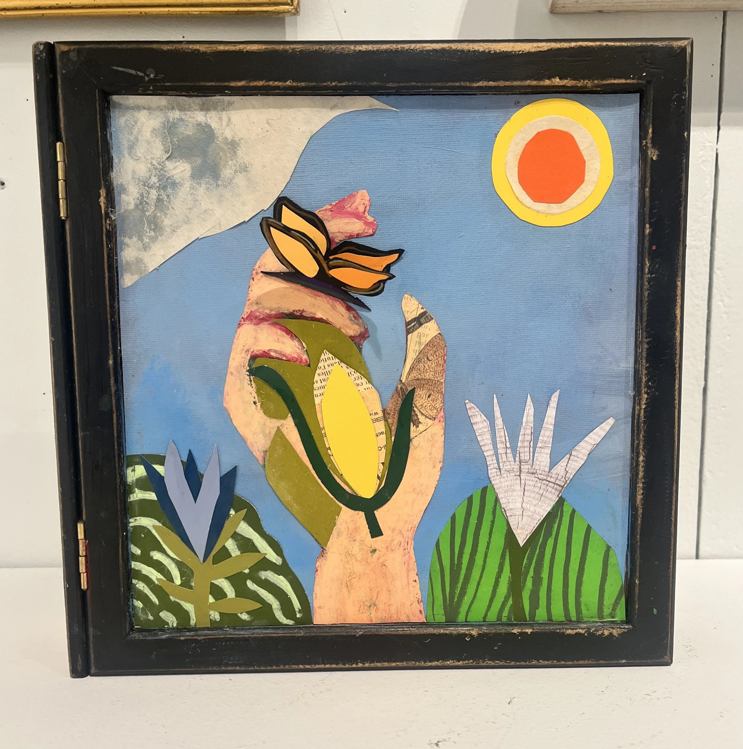 Persephone and Hades, Assemblage/Mixed Media, Box, canvas, paper, acrylic, oil pastel,  12" x 12" X 4"