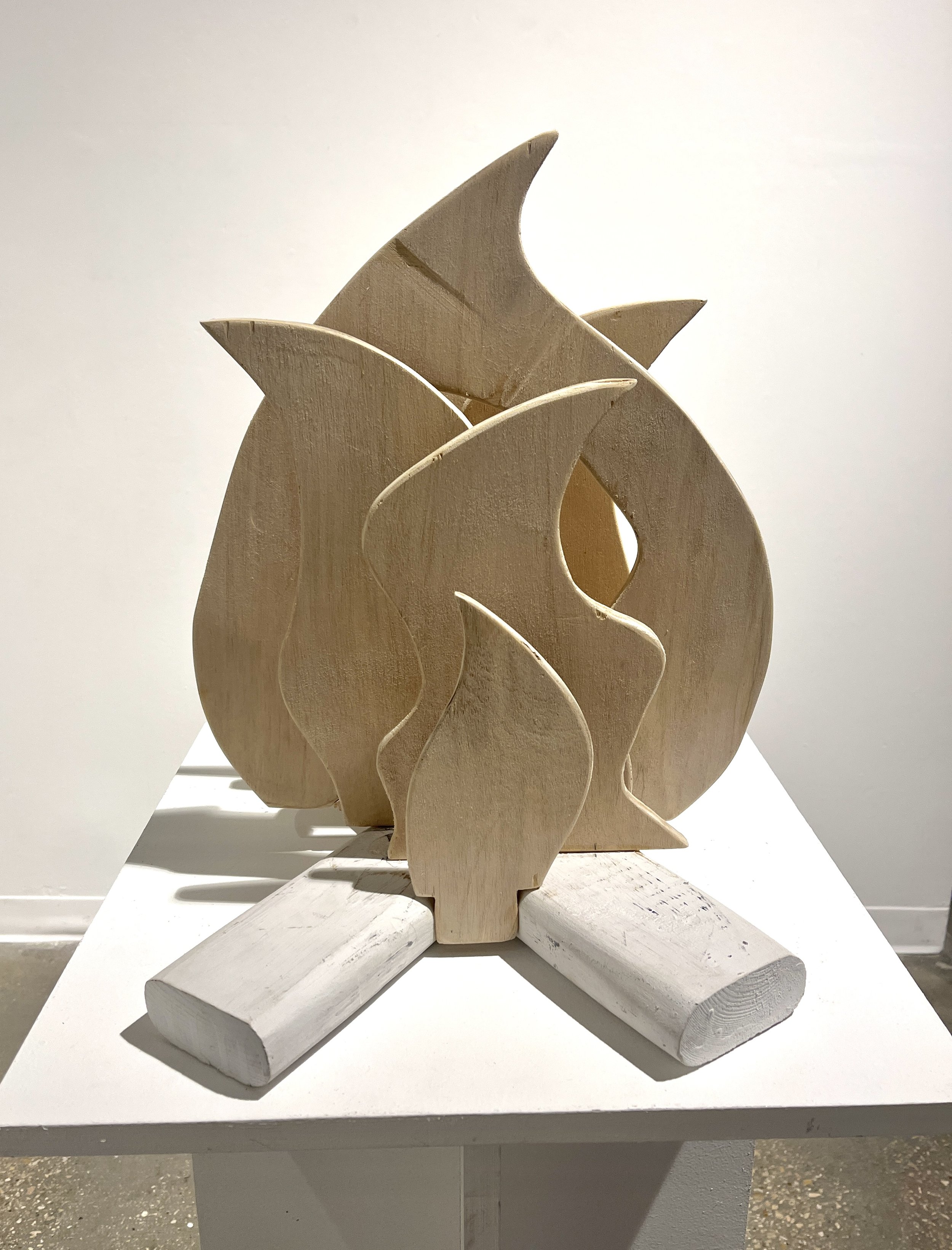 Camp Fire, Wood Sculpture, roughly 18" X 20"