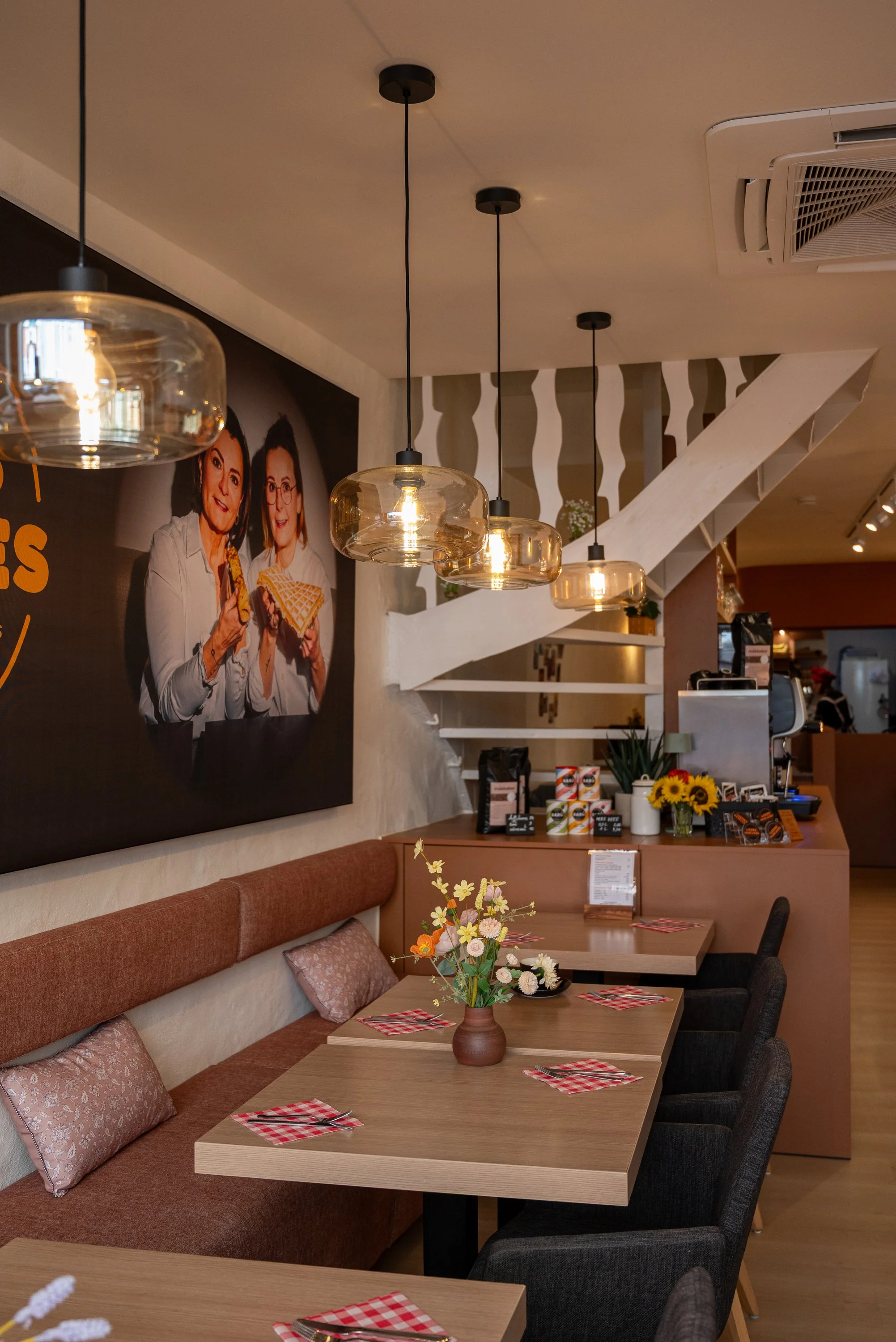 Interieur van Lizzies Pancakes