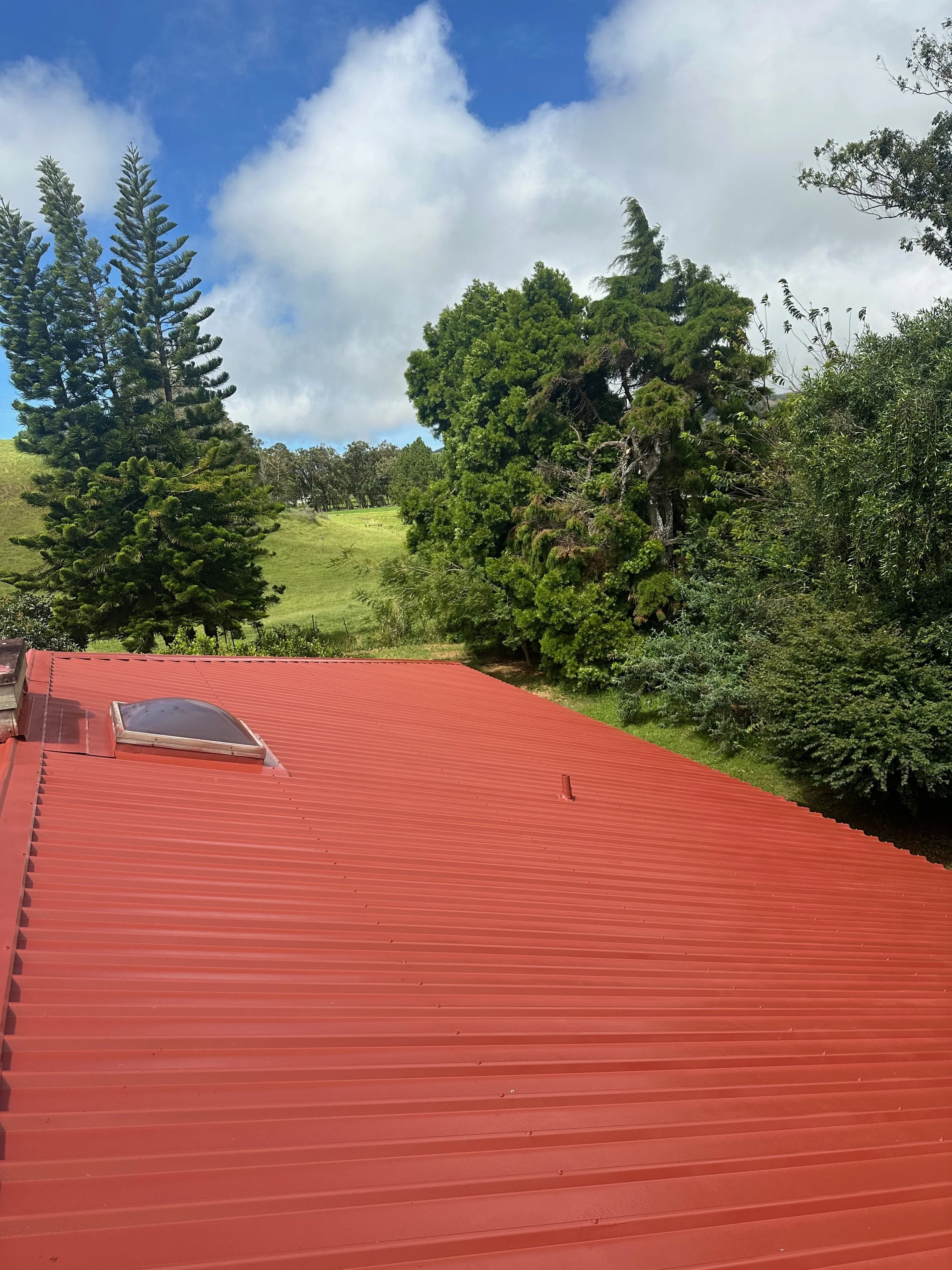 Custom metal roof repaint in Hawaii by Hendrickson Painting