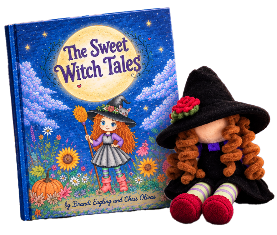 The Sweet Witch Tales bundle, book and plush. Start your Halloween traditions.