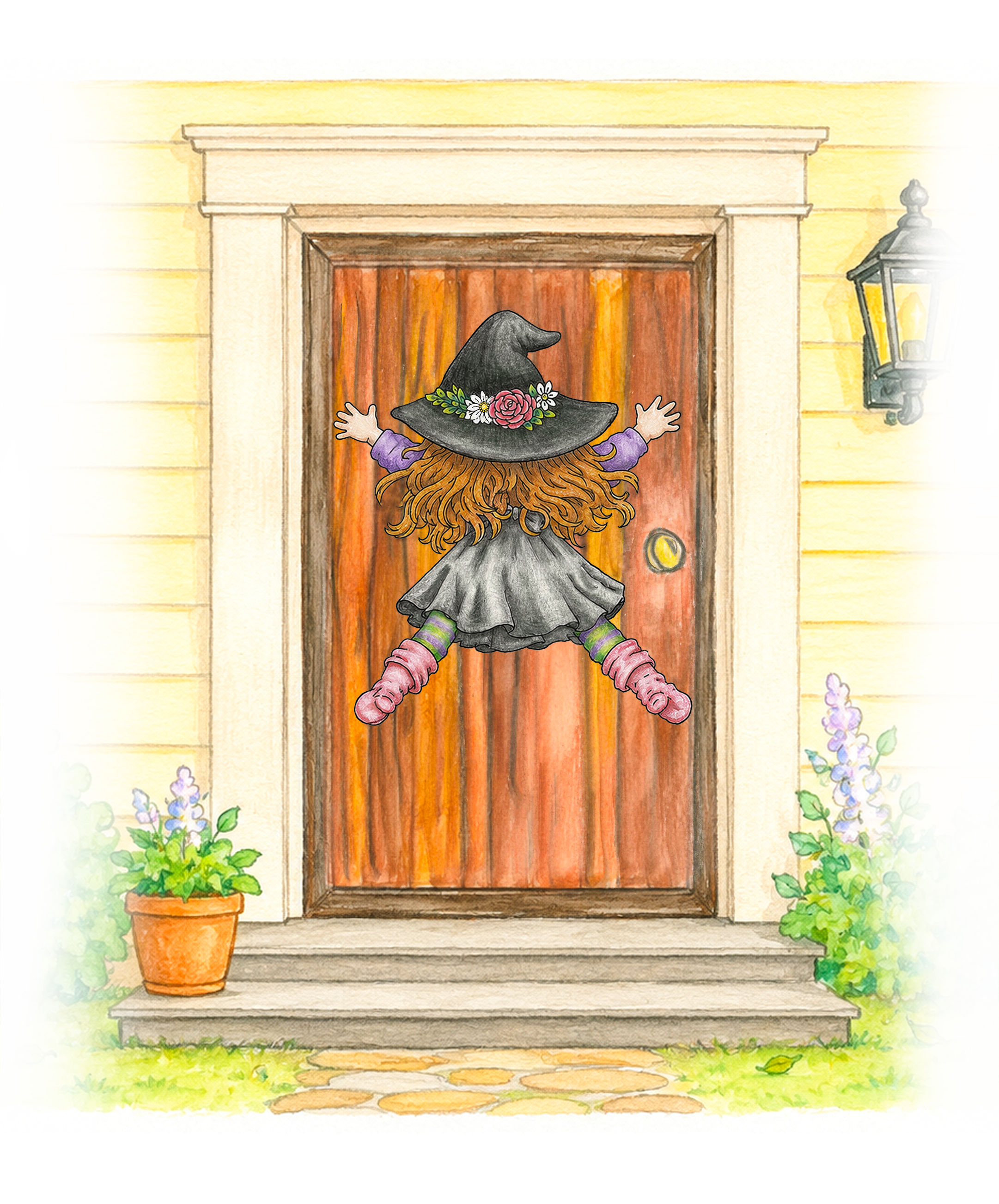 Crash, bang, boom, the Sweet Witch falls from the sky into your door.