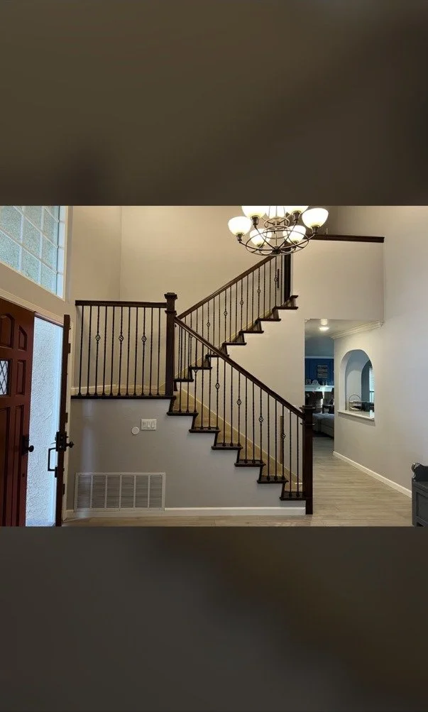 Banister stain refinishing