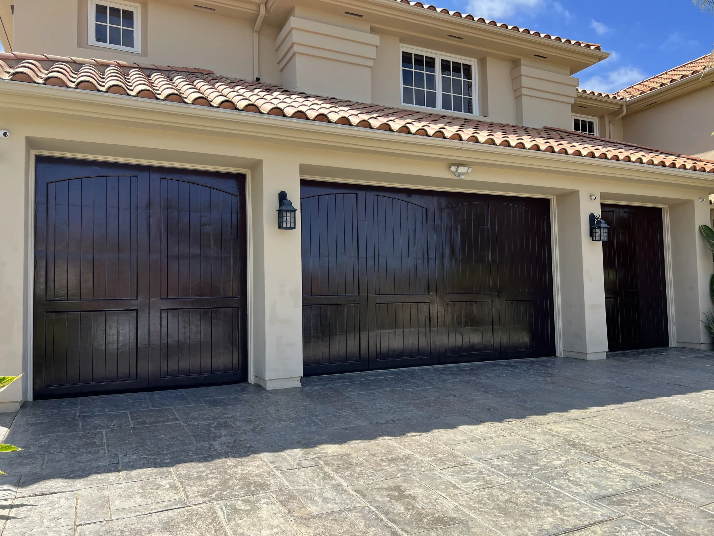 Exterior garage stain refinishing
