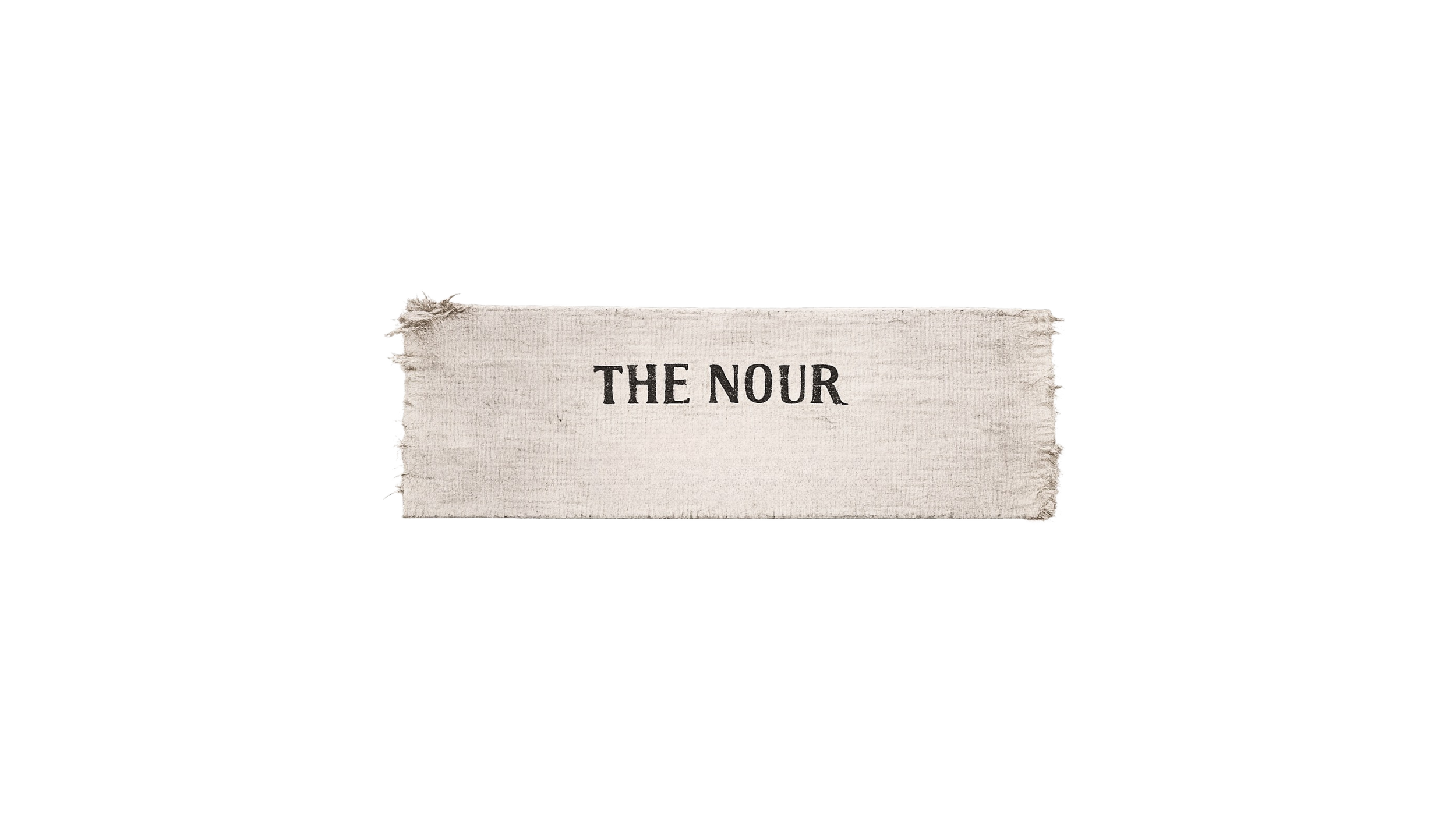 Graphic with a torn paper banner containing the words 'THE NOUR' on a black background.