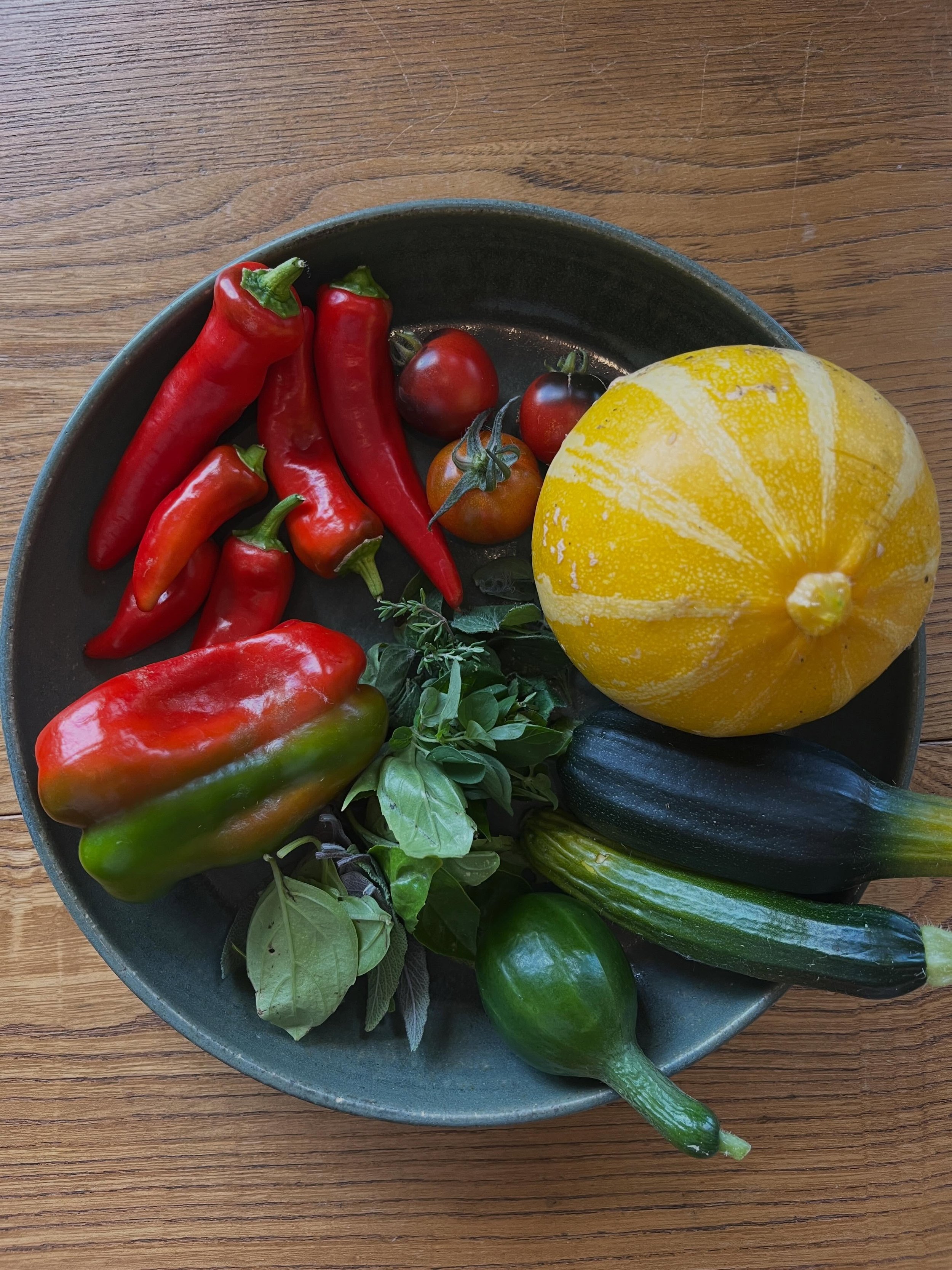A small and imperfect harvest from the garden today - perfect for a Sunday veggie bolognese and a leftover lasagna tomorrow 💚

#gardenharvest #scottishgardens #vegetables #flowers #allotmentgarden