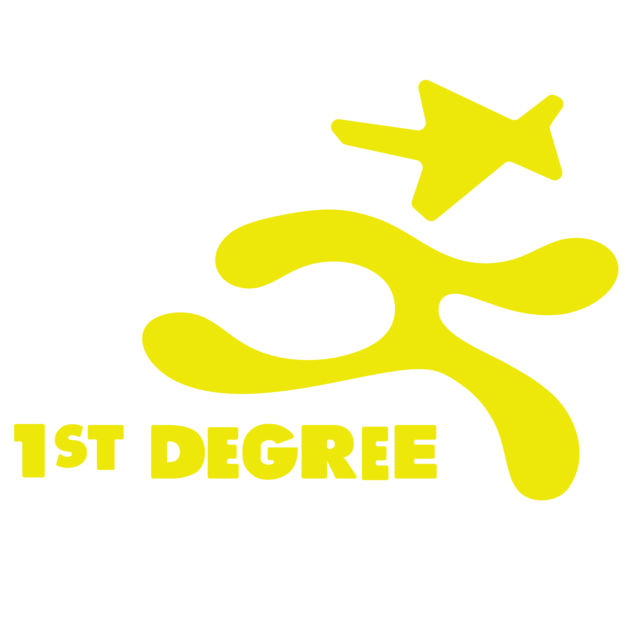 Yellow star with black outline over yellow winding road and black text that reads 'First Decide' with additional yellow text below.
