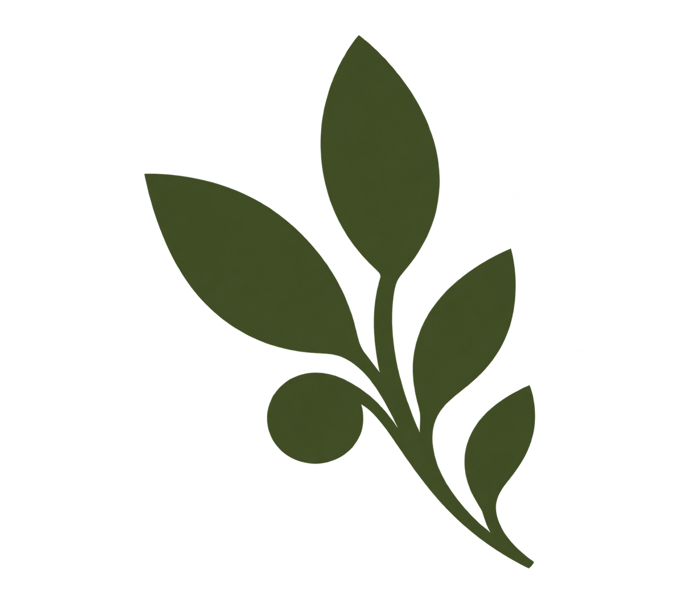 Illustration of a green leafy plant branch with multiple leaves.