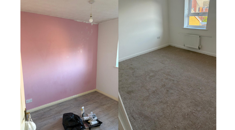 before and after of room and work done