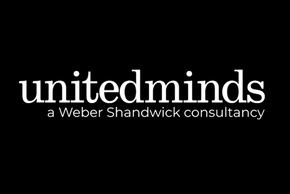 Unitedminds logo with the tagline 'a Weber Shandwick consultancy' on a black background.