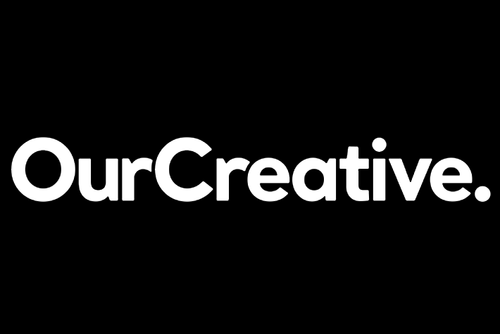 Black background with white text that says 'OurCreative.'