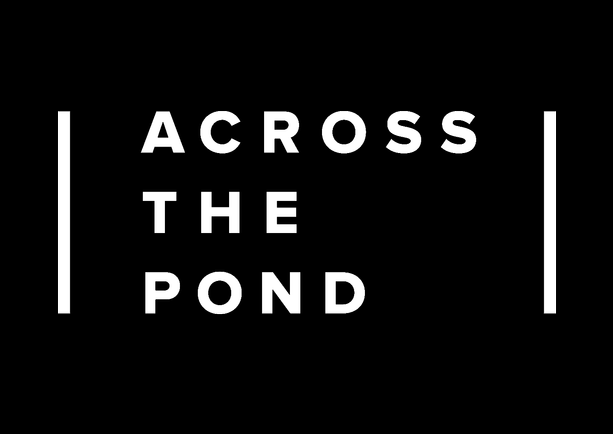 Text reading ''Across the Pond'' in white capital letters on a black background.