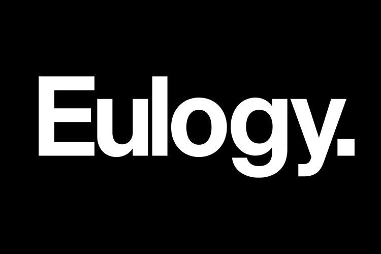 White text on a black background reading 'Eulogy.'