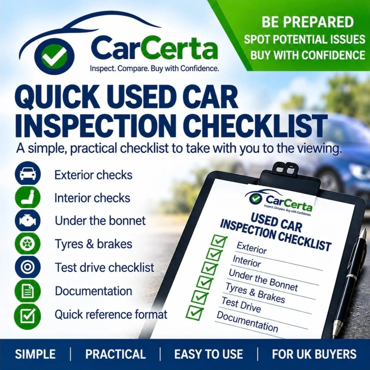 Quick Used Car inspection Checklist