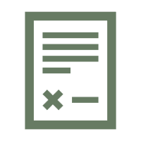 A simplified icon of a receipt or invoice with lines of text and checkboxes.