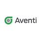 Logodesign for Aventi med grønn og grå farge.