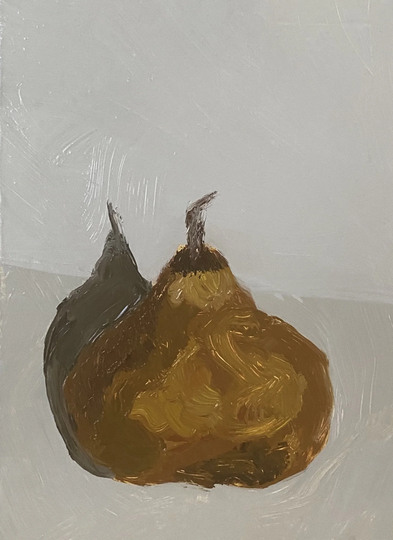   Rotten Pear Small,  2020, oil on board, 7" x 5"" x  