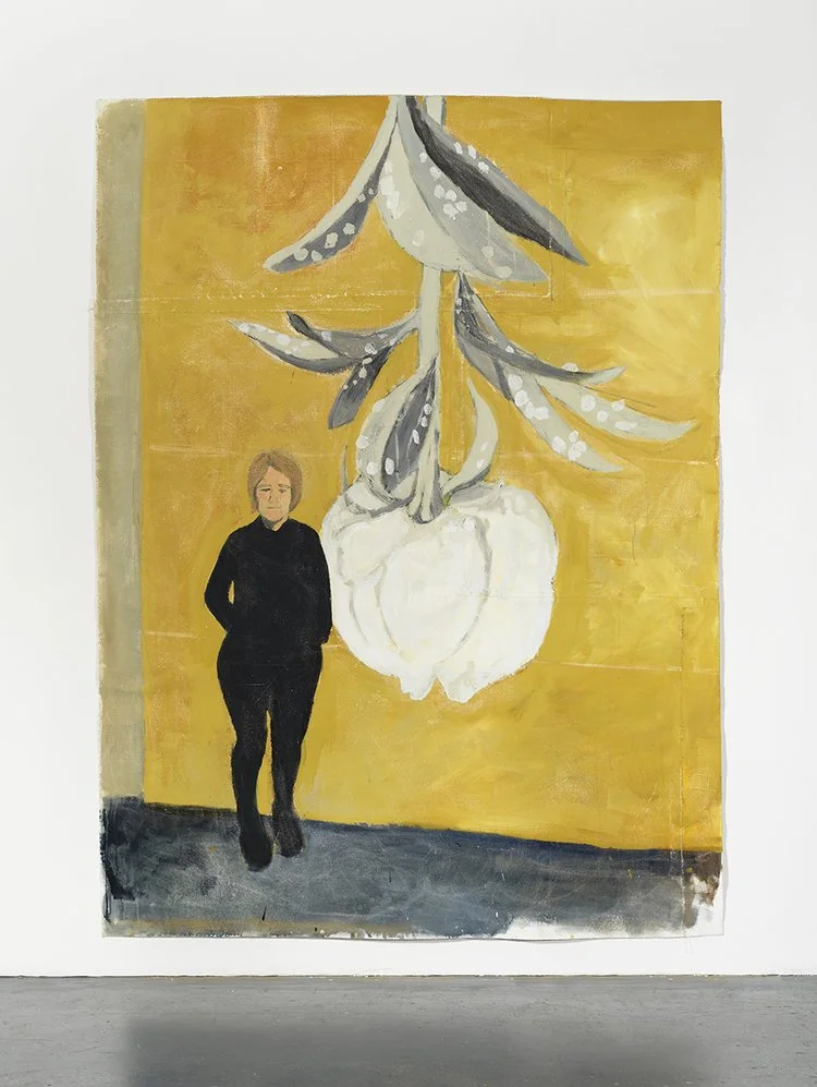   Meg with Marsden Peony , 2018, acrylic on unstretched canvas, 96" x 69" 