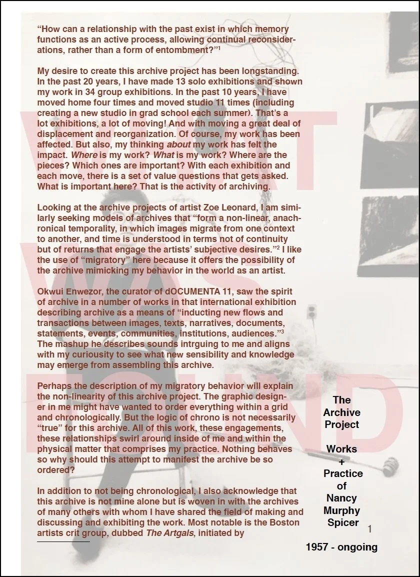   The Archive Project,  front cover, 2018, hand-bound artists book, 104 pages, 11” x 8.5” 