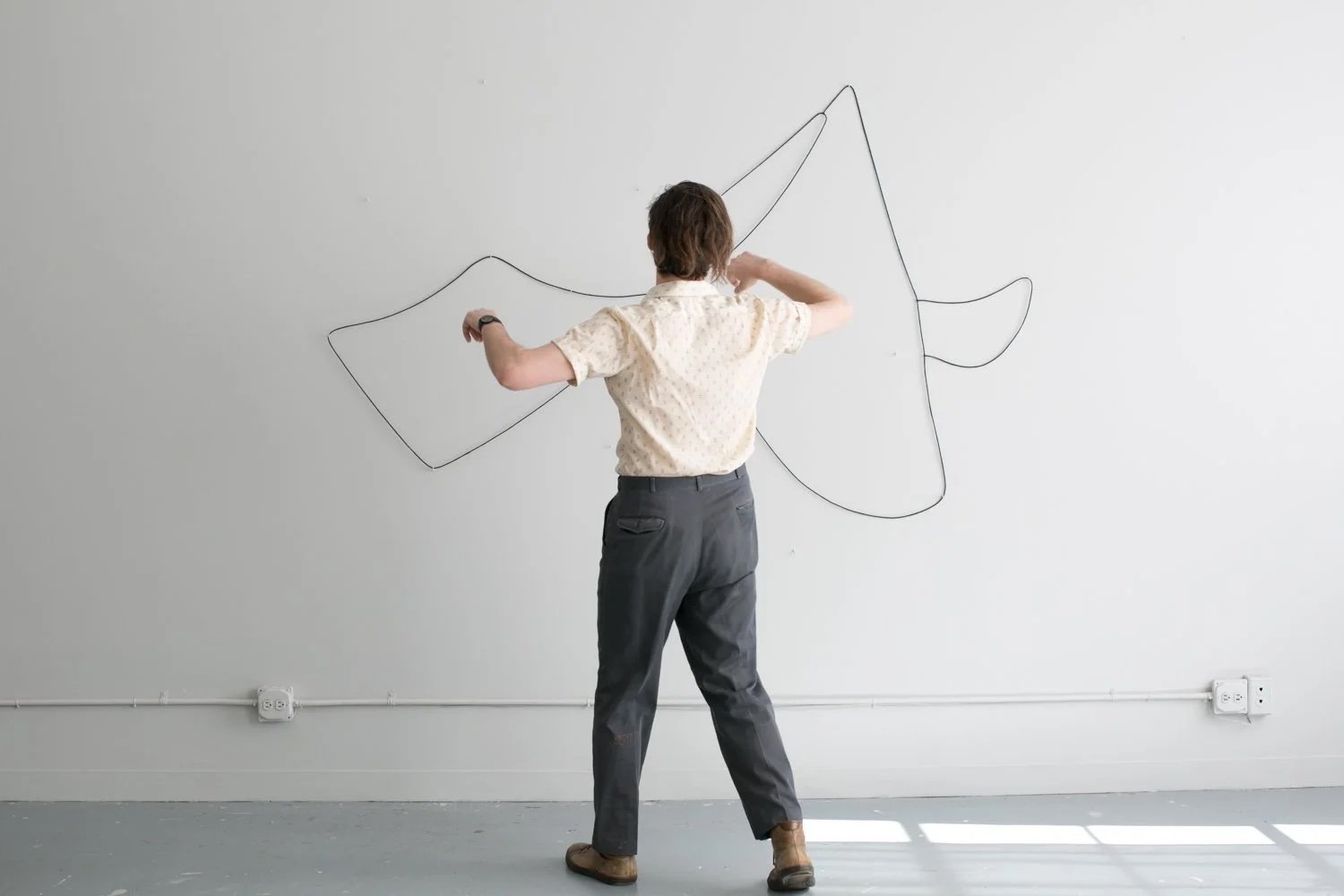   Hanging Drawings (20 successive drawings, unique and unrehearsed),  documentation of participatory performance 