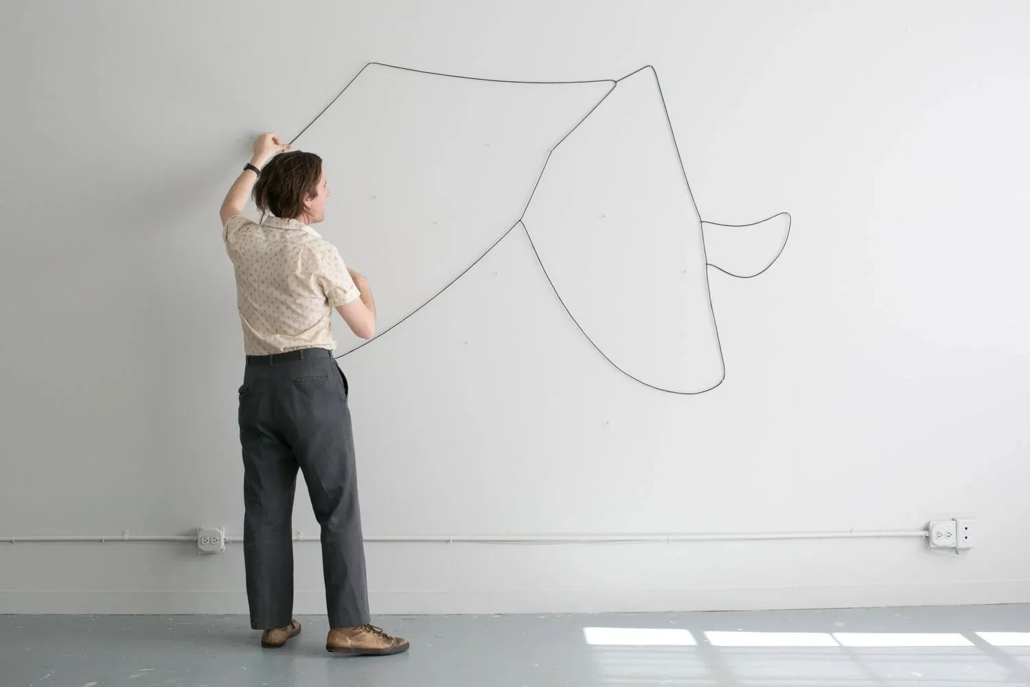   Hanging Drawings (20 successive drawings, unique and unrehearsed),  documentation of participatory performance 