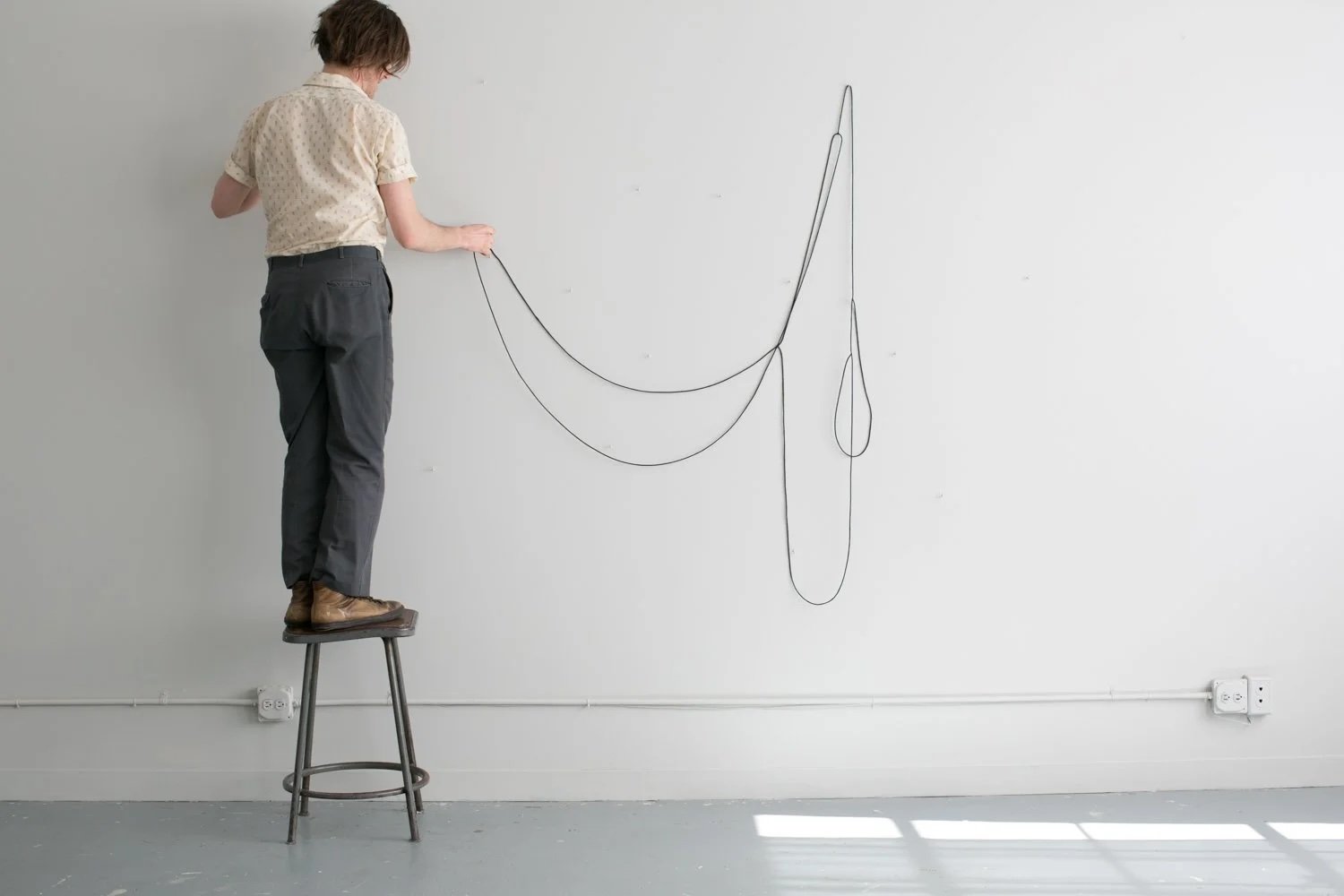   Hanging Drawings (20 successive drawings, unique and unrehearsed),  documentation of participatory performance 