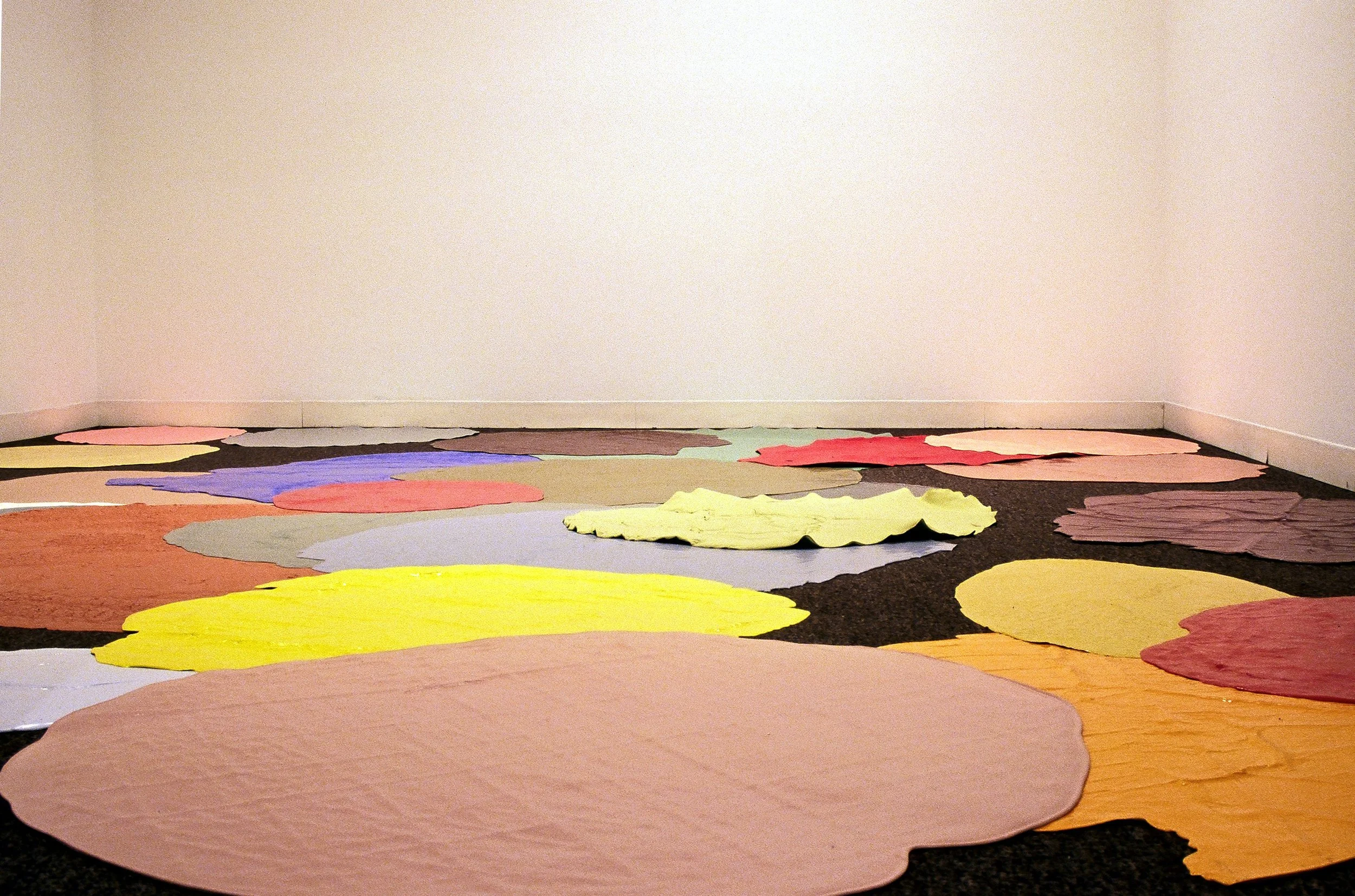   Poured Paint , 2002, poured paint, 10’ x 10’ x 5”, Brickbottom Gallery, Somerville, MA 