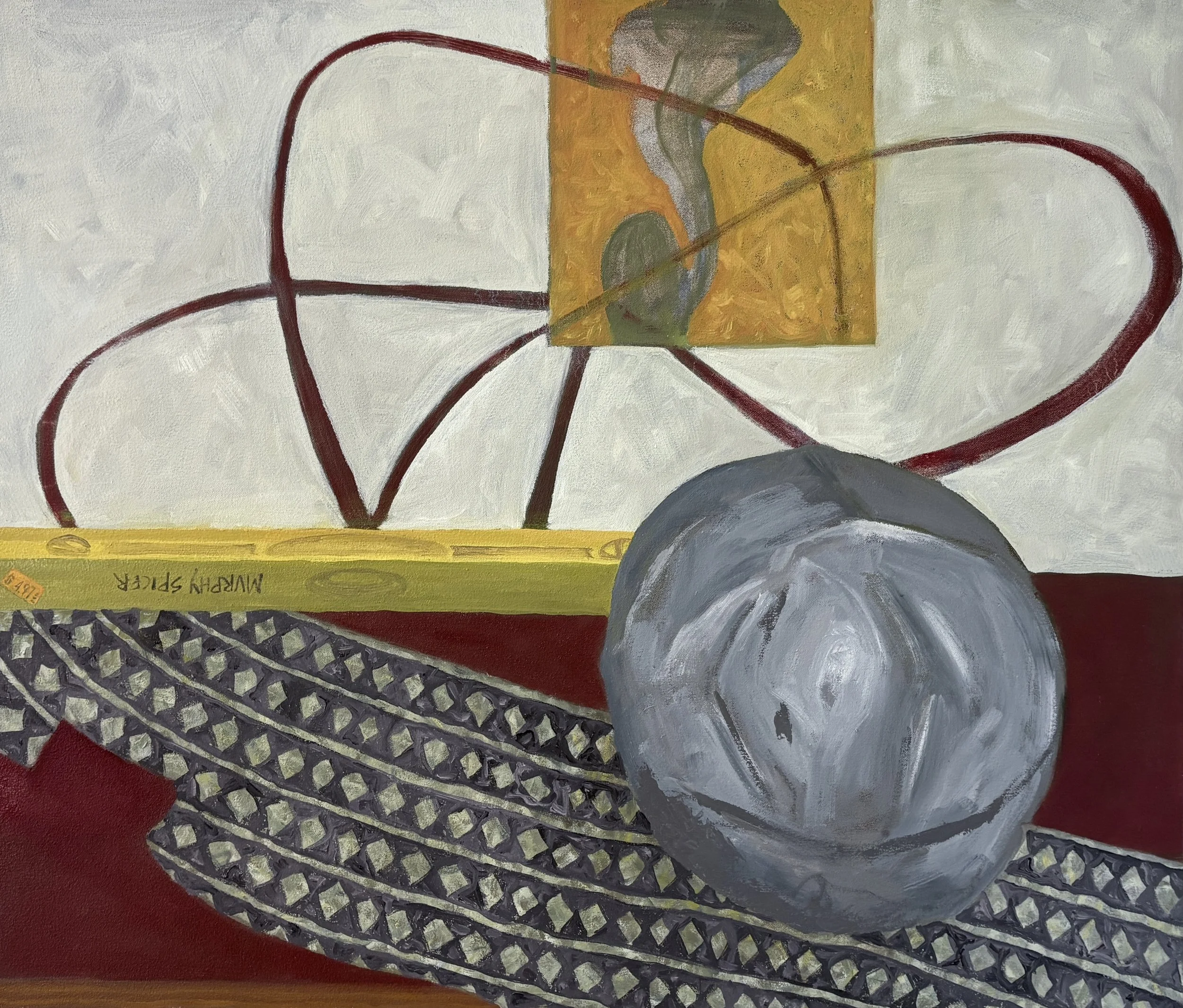   What is happening now 1 , 2026, oil on canvas, 28" x 33" 