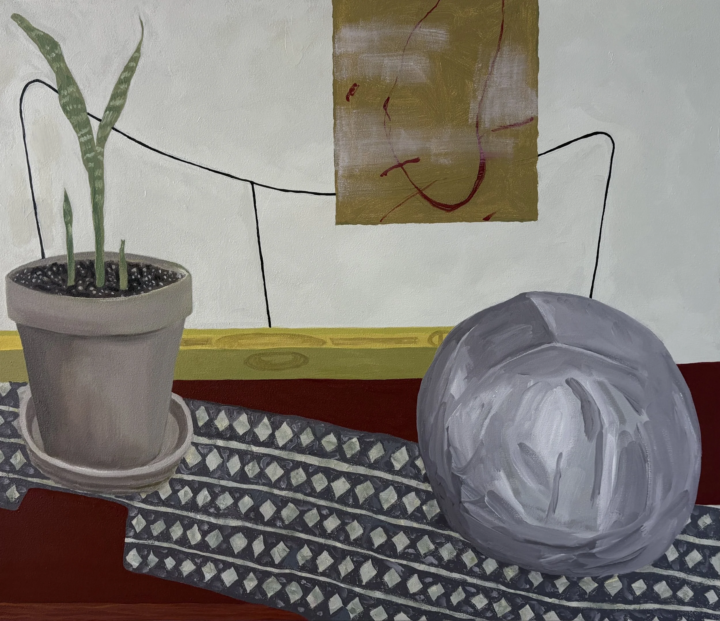   What is happening now 2 , 2026, oil on canvas, 28" x 33" 